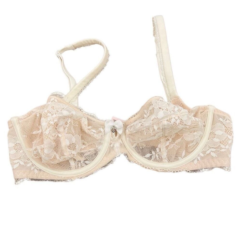 Victoria’s Secret Bra Lace White Tan Size 34D